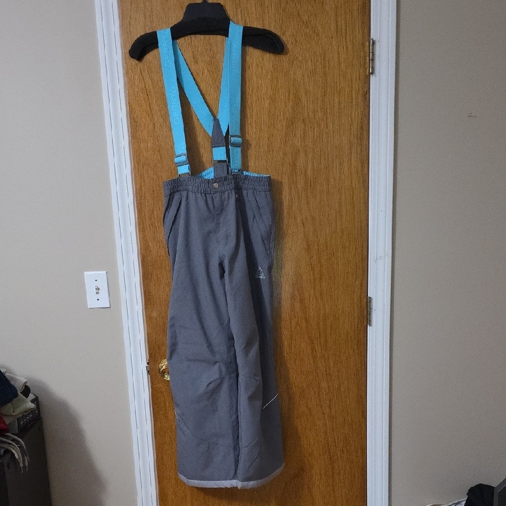 Gray Overalls with Blue Straps